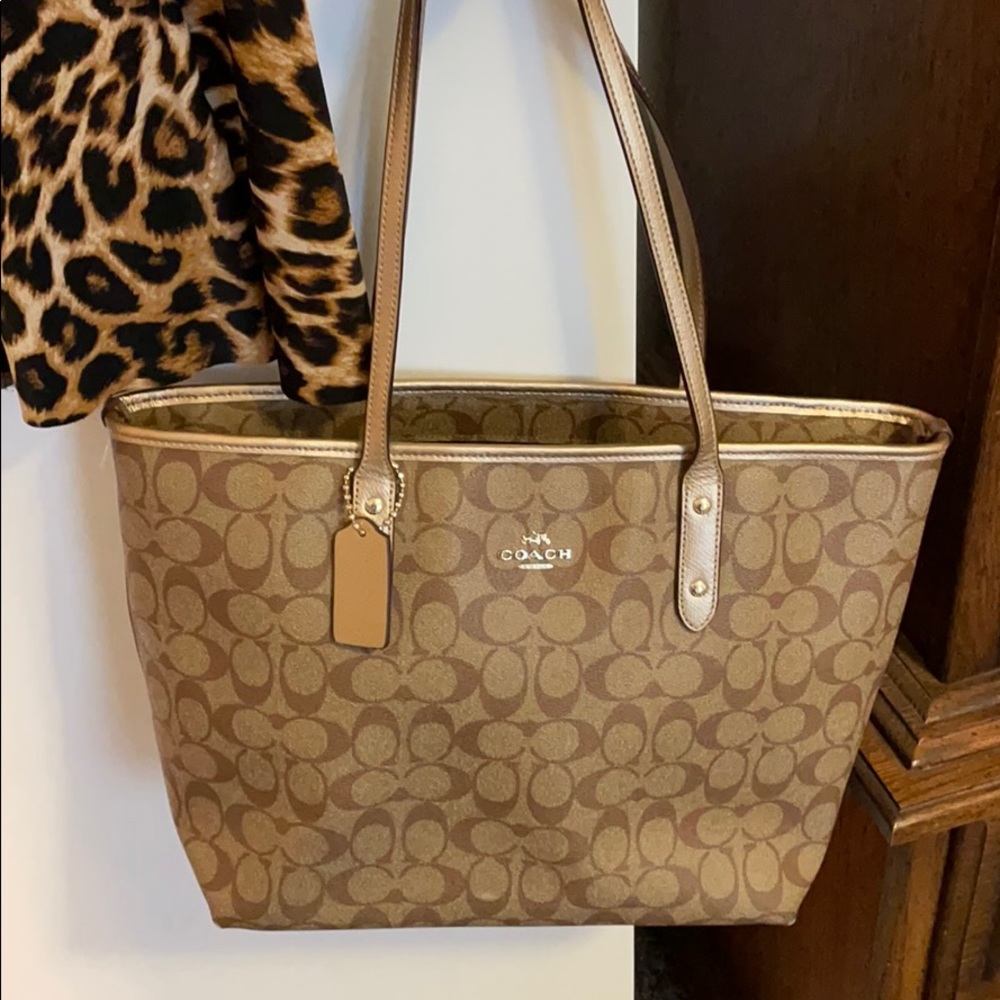 Tan coach purse